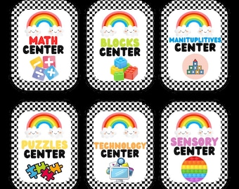 Rainbow Checker Classroom Labels: Teacher Resource, DIY Decor (Digital Download)