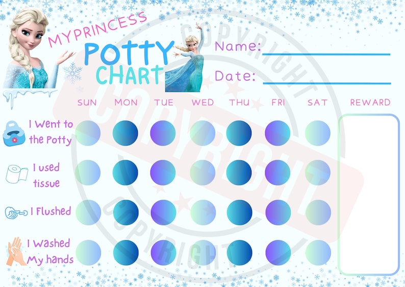 Princess Potty Training Chart: Toddler Reward Tracker (digital Download ...