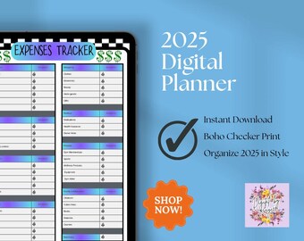 2025 Checker Print Planner: Budget & Fitness Tracker (Digital Download)