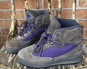 Retro Vintage Eddie Bauer hiking boots 8 8.5 9 purple & grey 90’s