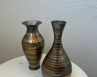 vintage CHOOSE ONE brass teardrop vase / urn India 80’s 90’s