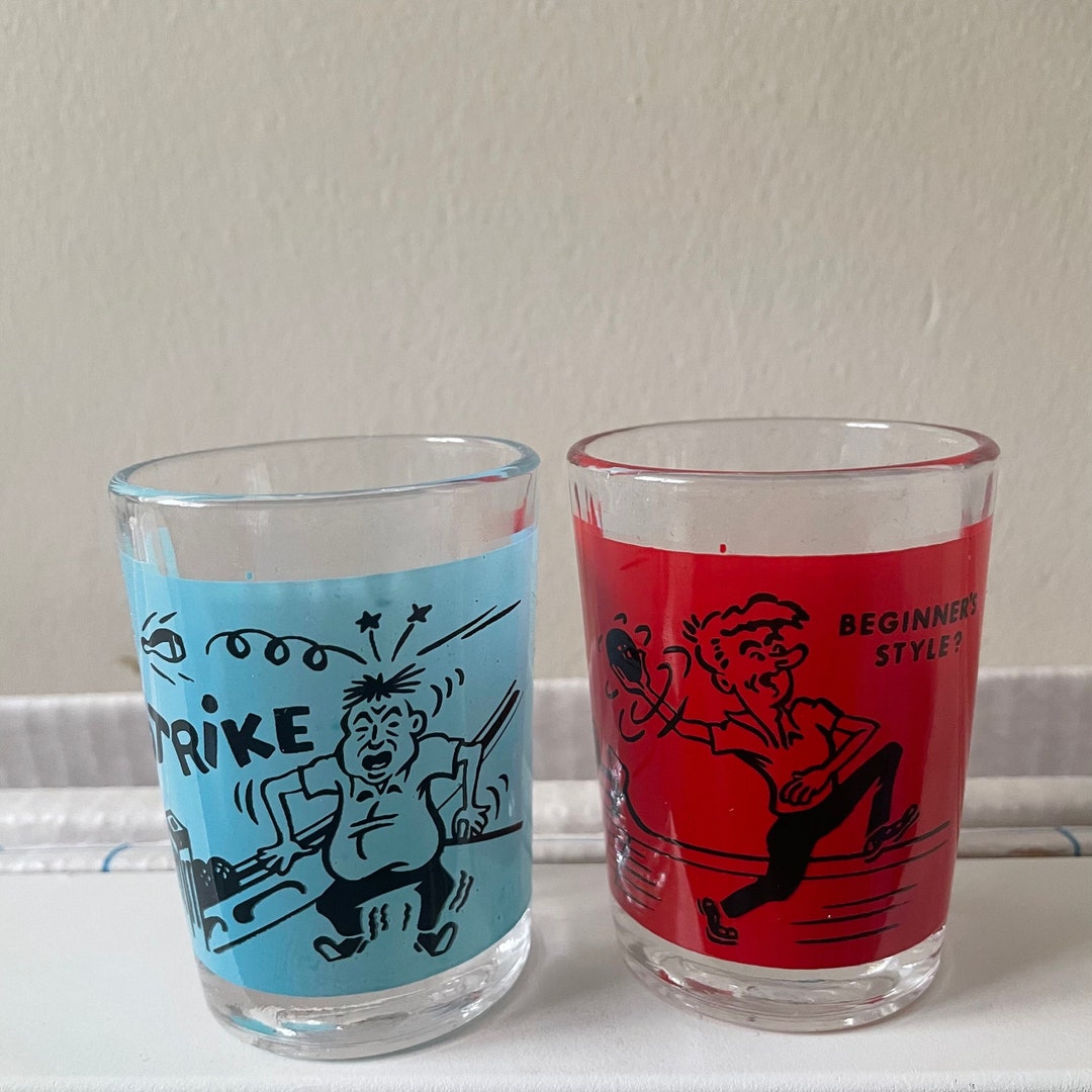Vintage Bowling Shot Glasses Set Etsy