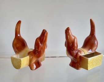 ceramic DACHSHUND dog MCM dresser caddy