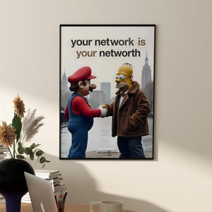 Homer Simpson & Super Mario Motivational Quote Art Work, Wall Art Poster, Livingroom Home decor Printed on High Quality Glossy Photo Paper