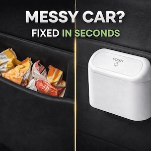 Mini Car Trash Can with Push Lid, Waterproof Car Organizer for Door Pocket