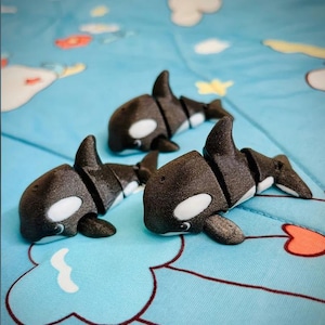 Chaveiro de Orca Articulado Adorável – Brinquedo Fidget de Baleia Assassina Impresso em 3D | Presente de Animal Adorável do Oceano