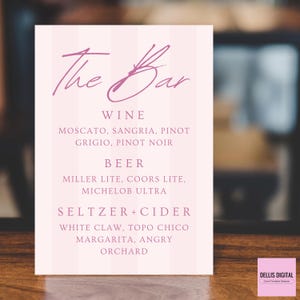Wedding Bar Menu | Event Bar Menu | Canva Downloadable Template