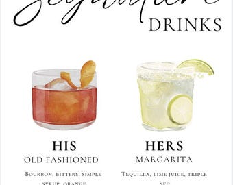 Signature Drink Sign Template Etsy