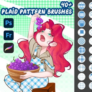 40+ Plaid Pattern Procreate & PS Brushes | Procreate Stamp and Brush | Photoshop Stamp and Brush | Background Brush | Digital Download