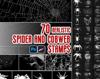 70 Selos de Aranha e Teia de Aranha | Procreate e PS | Download Digital