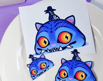 Blue Demon Tiger Glitter Vinyl Sticker | Waterproof Original Art