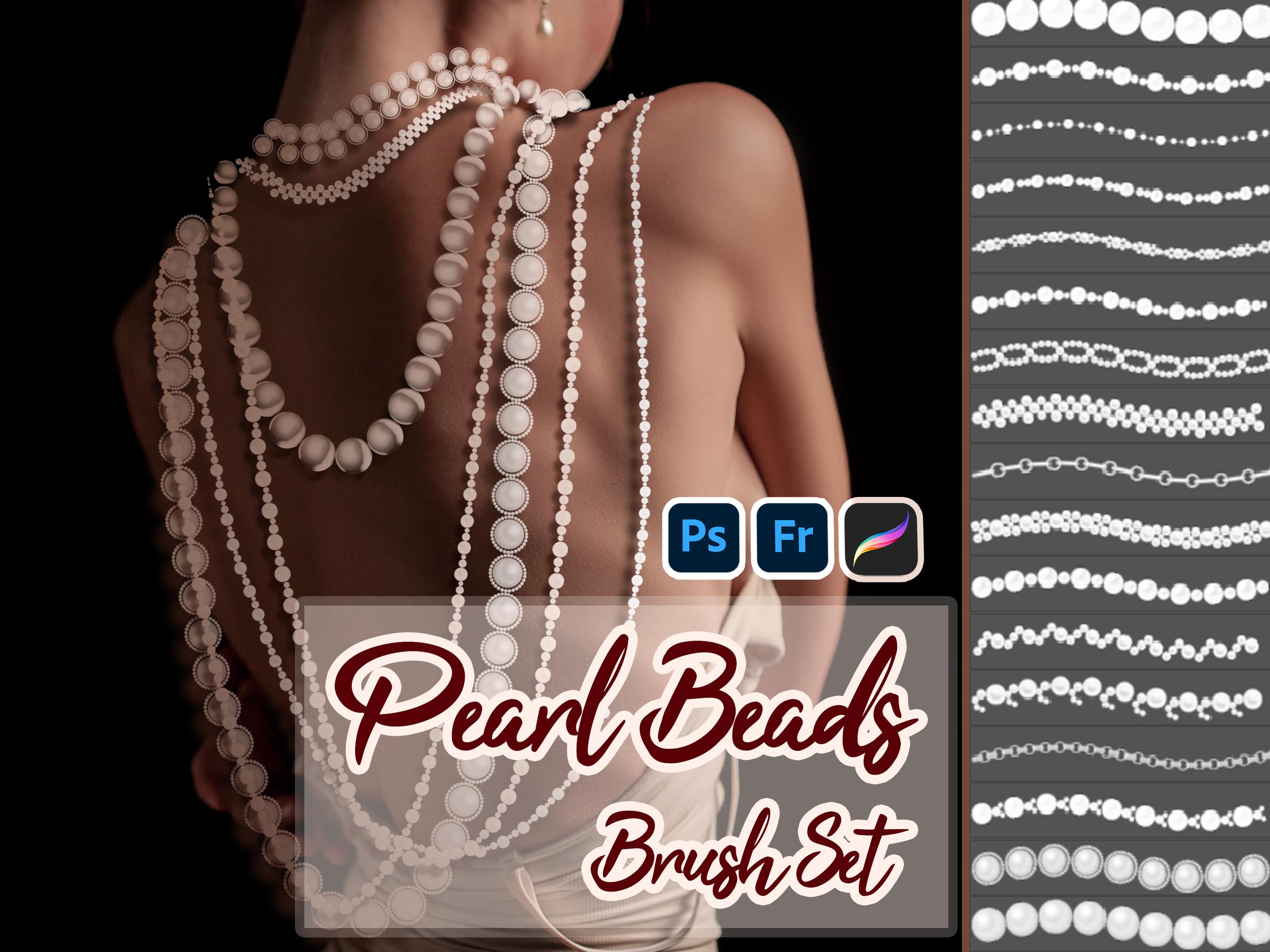 Juego de pinceles de perlas y collares para Procreate y Photoshop | Descarga digital instantánea