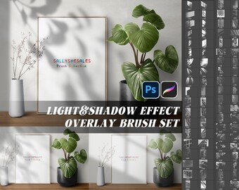 98 個のライト アンド シャドウ ステンプ ブラシ セット | Procreate および PS ブラシ | E コマース デザインに必須 | デジタル ダウンロード