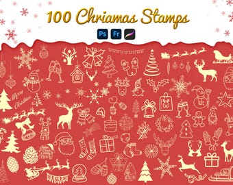 100 Pincéis de Stramps de Natal | Procreate e PS | Download Digital