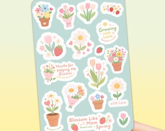 Mother's Day Floral Sticker Sheet: Planner, Journal, Scrapbooking (4x6)