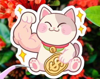 Lucky Cat Sticker: Kawaii Maneki Neko, Waterproof Vinyl