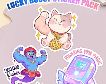 Lucky Boost Sticker Pack: Kawaii Waterproof Vinyl Stickers