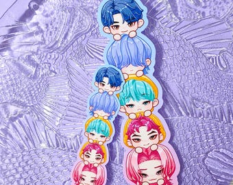 Glittery Kpop Boy Group Chibi Stack Glitter Sticker