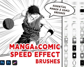 Pincéis de efeitos de velocidade para quadrinhos de mangá para Procreate e PS (download digital)