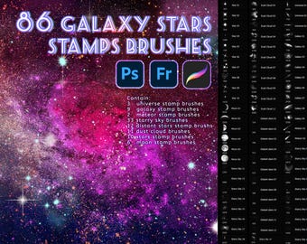 86 Pincéis de carimbos Galaxy Stars | Procreate e PS | Download digital