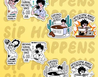 Funny Coffee Sticker Set: Waterproof Laptop Decals
