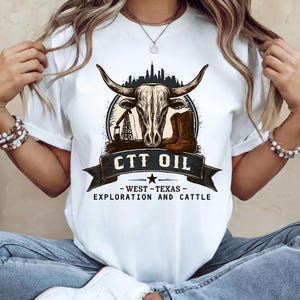 Koszulka unisex CTT Oil Exploration And Cattle, CTT Oil Landman, koszulka West Texas Exploration And Cattle
