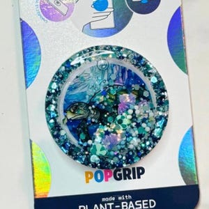 Agarre para teléfono o porta credencial con forma de globo de nieve de tortuga marina / Popsocket personalizado