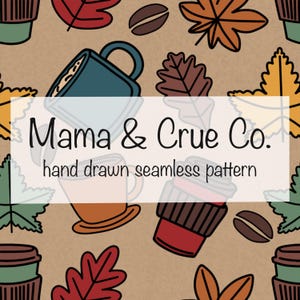 Fall Coffee Seamless Pattern 300 DPI PNG Instant Download Digital Papers Vinyl Fabric Surface Design Fall Autumn Coffee File