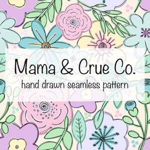 Spring Floral Seamless Pattern 300 DPI PNG Instant Download Digital Papers Vinyl Fabric Surface Design Spring Floral Doodle Pastel File
