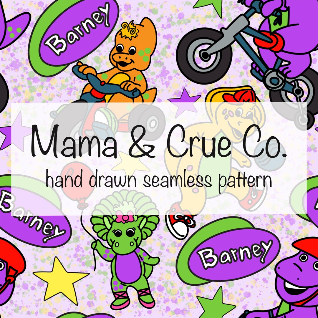 Barney Purple Dinosaur Seamless Pattern 300 DPI PNG Instant Download ...