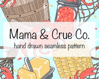 Maryland Crab Seamless Pattern 300 DPI PNG Instant Download Digital Papers Vinyl Fabric Surface Design Maryland Crab Seafood Eat Summer File