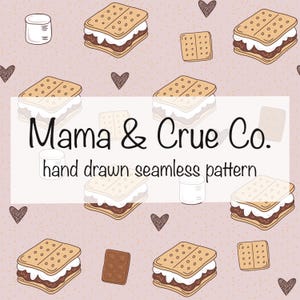 S’mores Love Seamless Pattern 300 DPI PNG Instant Download Digital Papers Vinyl Fabric Surface Design S’mores Love Cozy File
