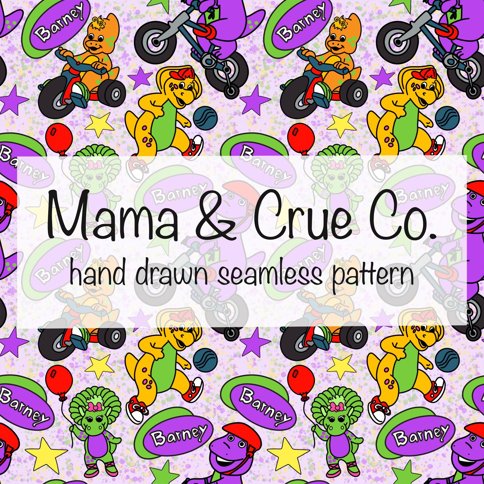 Barney Purple Dinosaur Seamless Pattern 300 DPI PNG Instant Download ...