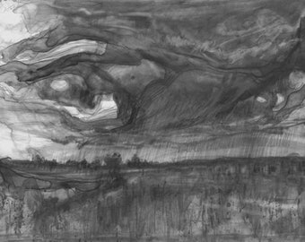 6.5 x 4.5 inches, Cloud Landscape Print on Watercolor Paper, Christian Art
