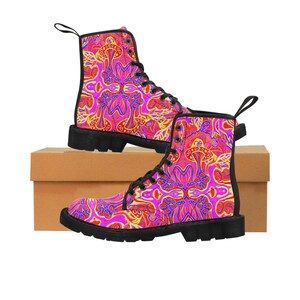 Men's Canvas Boots in Alien Art Nouveau in Pink