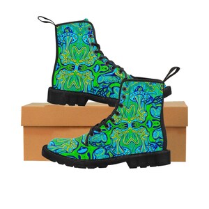 Women's Canvas Boots in Alien Art Nouveau in Pink