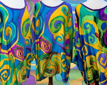 Psychedelic Hand Painted Silk Top