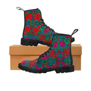 Women&#39;s Canvas Boots in Krampus Winter Solstice