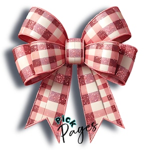 Pink Bow png, bow png, coquette bow png, checkered bow, ribbon bow png, pink plaid bow png, sparkly bow png, sequin bow png, bow clipart
