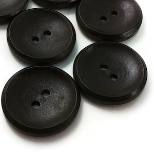25mm dark wood buttons, 1&quot; wooden buttons, Natural brown buttons for knitting