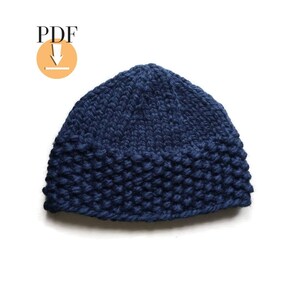Easy hat knitting pattern - Quick bulky beanie for adult - Instant download PDF pattern