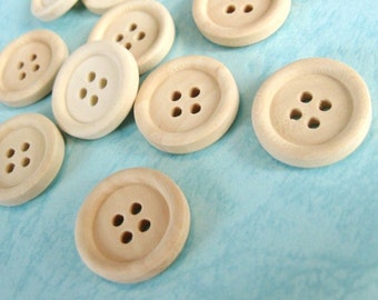 Unfinished wood button, 18mm sewing button, 12 natural wooden buttons for knitting