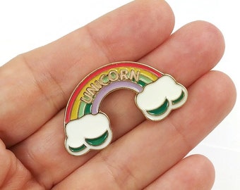 Rainbow hard enamel pin, cute pin badge pride gift, magic rainbow unicorn lapel pin