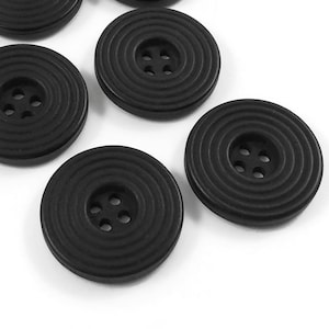 1 inch black wooden buttons, Set of 6 sewing buttons, 25mm buttons for knitting