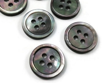 Grey mother of pearl buttons, 9mm 10mm 11mm 15mm, Natural black lip shell sewing buttons