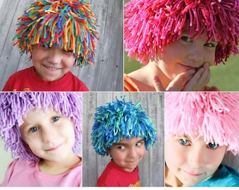 Yarn Wig Sewing Pattern, Halloween costume wig tutorial,  PDF instant download digital pattern, Pattern for children and adult