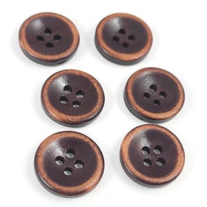 Bouton de bois marron foncé de 1.8cm - ensemble de 6 boutons