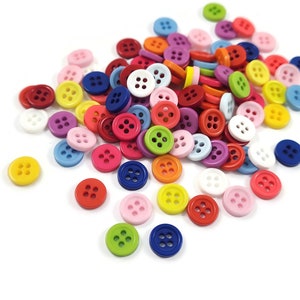 100 Mixed bright colors buttons, Bulk plastic sewing buttons 9mm or 11mm, Multicolor rainbow pack