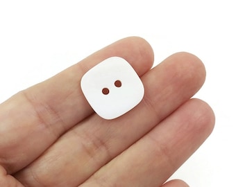 Square MOP buttons - Mother of pearl shell buttons 18mm - Natural white sewing buttons