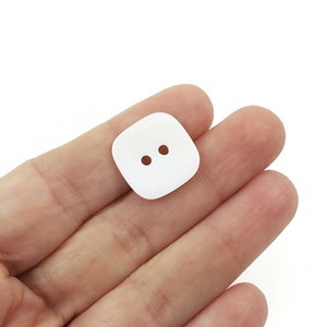 Square MOP buttons - Mother of pearl shell buttons 18mm - Natural white sewing buttons